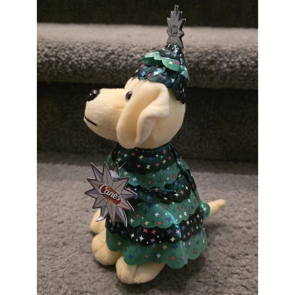 2023 Raising Canes LE Rockefeller Tree Cane Puppy Plush Stuffed Animal With Tags